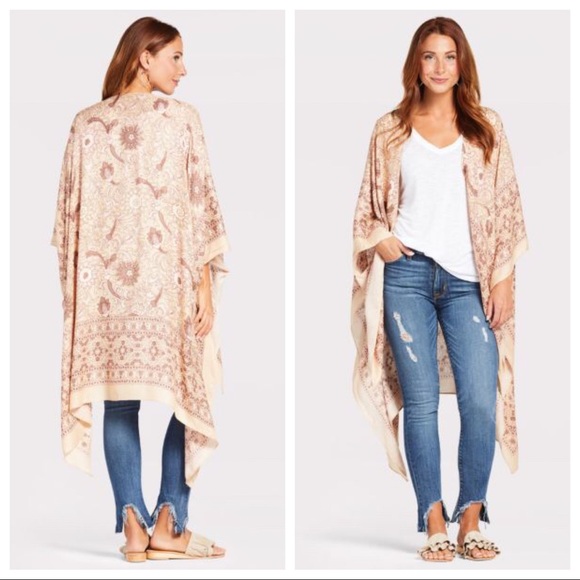 FREE PEOPLE BOHO KIMONO FLOWY CARDIGAN CAPE A2C - Picture 12 of 15